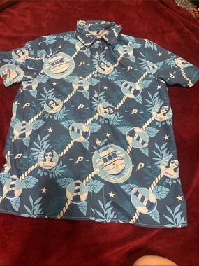 Progressive Blue Graphic Short-Sleeve Button-Up Shirt